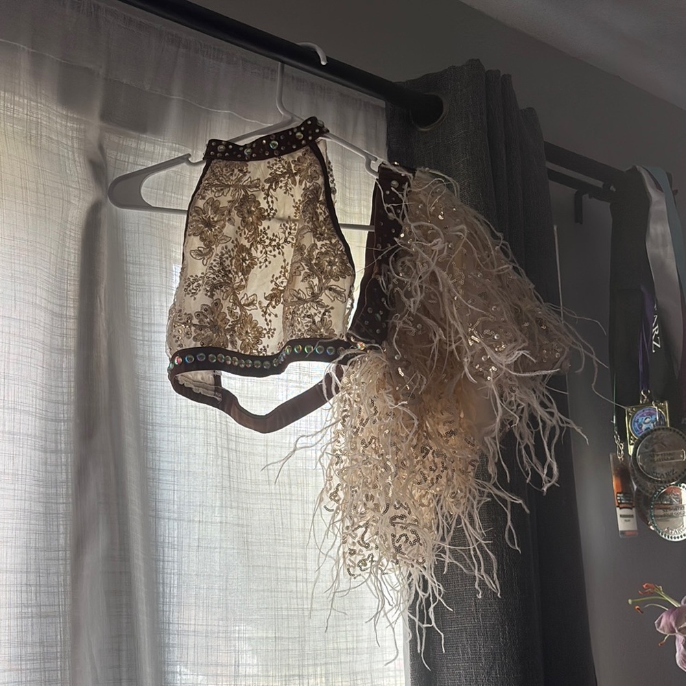 Glamour Brown and Cream Dance Costume (two piece)